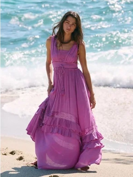 Free People Santa Maria Maxi Dress Summer Grapes Purple S Rare Color